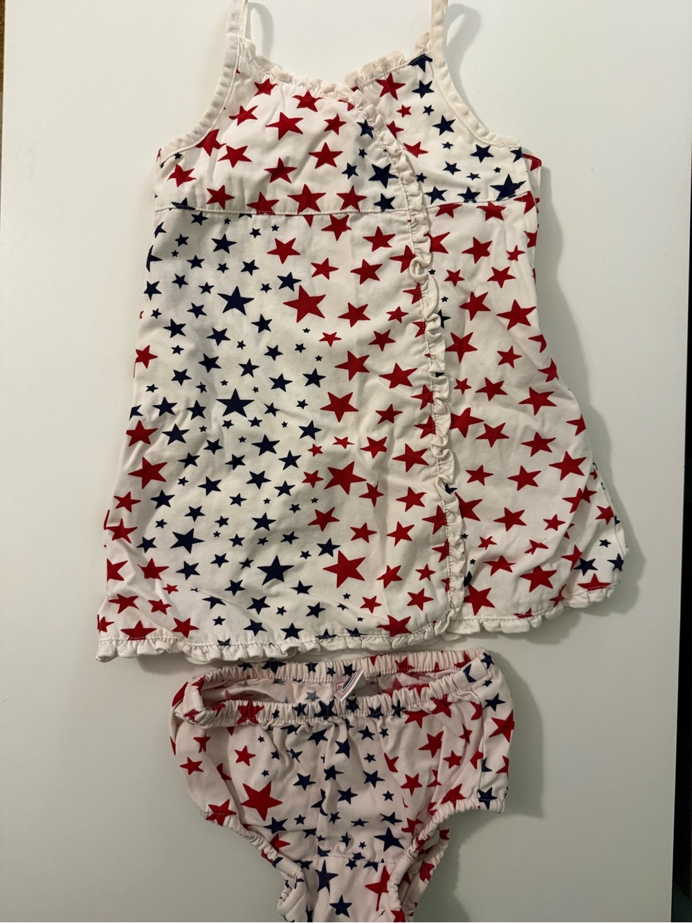 Girls Two-Piece Star Print Tank & Bloomers - Red & Navy Stars